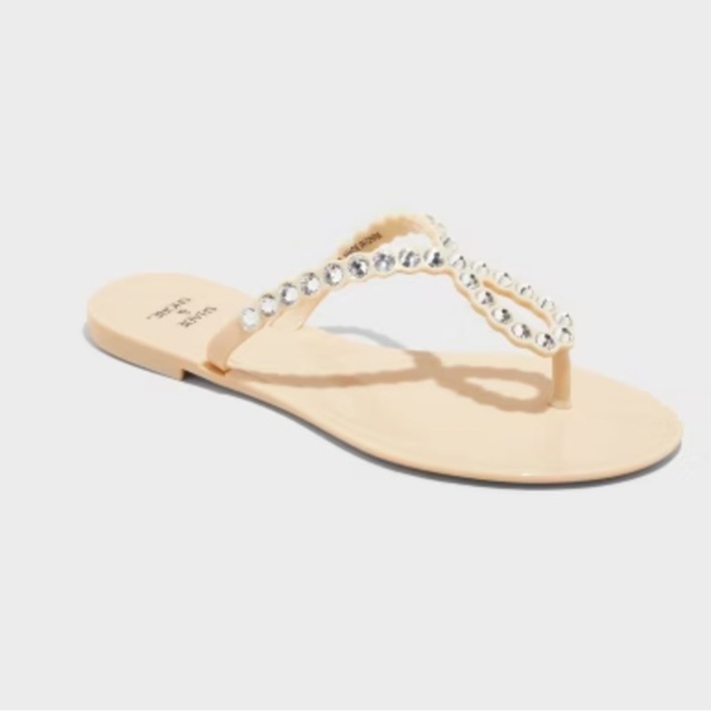 Shade & Shore Women's Tan Uella jelly Sandals with rhinestone Accents -various